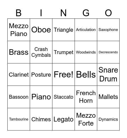 Band Bingo Card