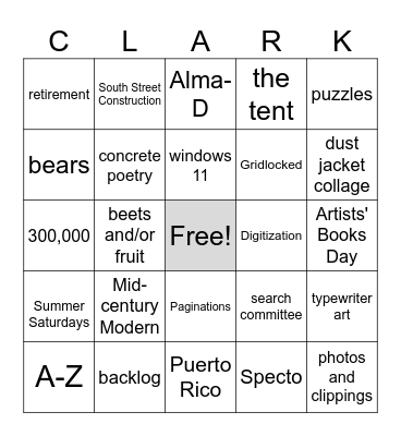 Overheard at the Library Bingo Card