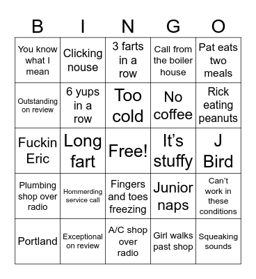 A/C shop Bingo Card