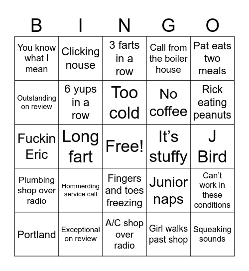 A/C shop Bingo Card