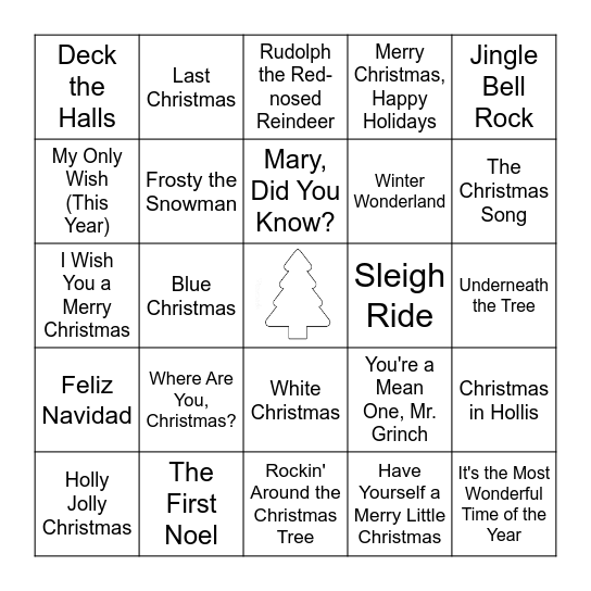 Christmas Music Bingo Card