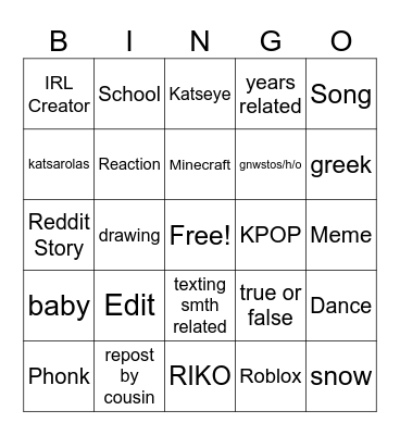 Tiktok Fy Bingo Card