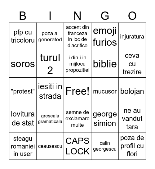 suveranisti Bingo Card