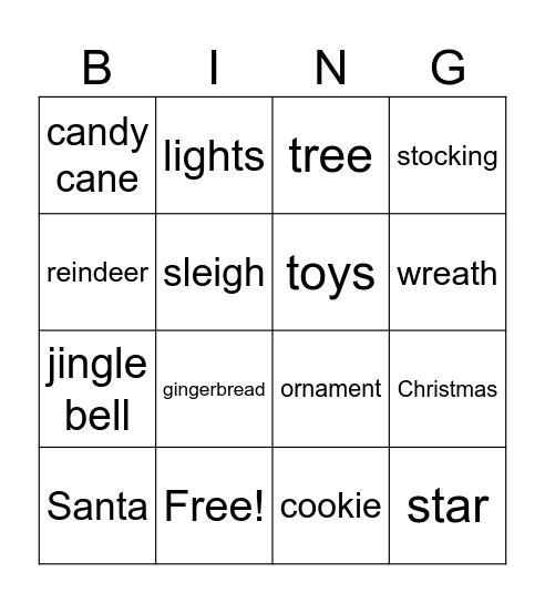 Merry Christmas Bingo Card