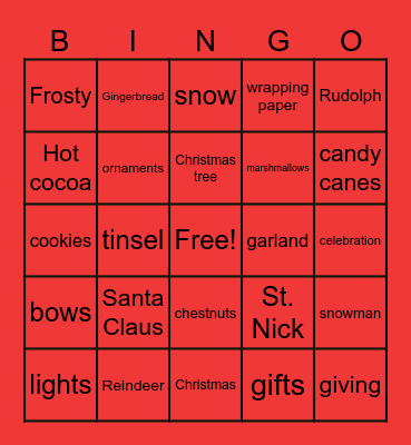 Christmas Bingo Card