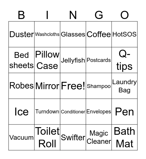 Housekeeping Christmas Party Bingo 2016 Bingo Card