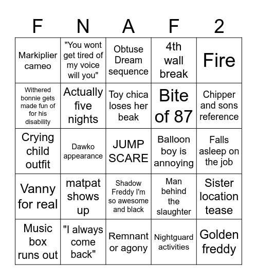 scary bo barry Bingo Card