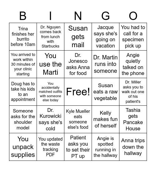 OCNA MSK Bingo Card
