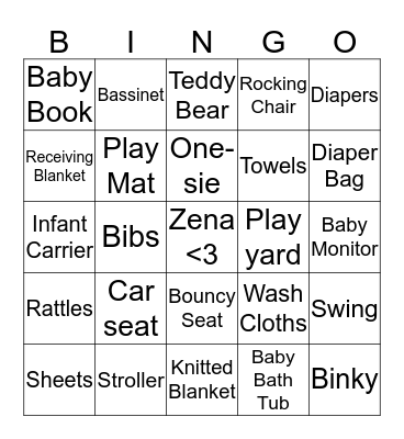 Baby Bingo Card