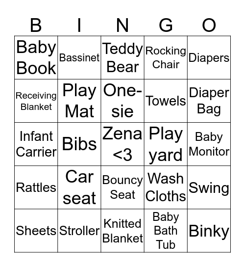 Baby Bingo Card