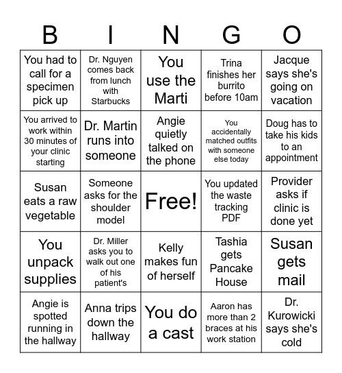 OCNA MSK Bingo Card