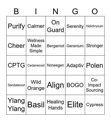 Oil Family XMas Bingo Card