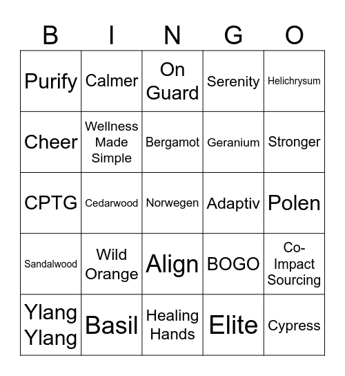 Oil Family XMas Bingo Card
