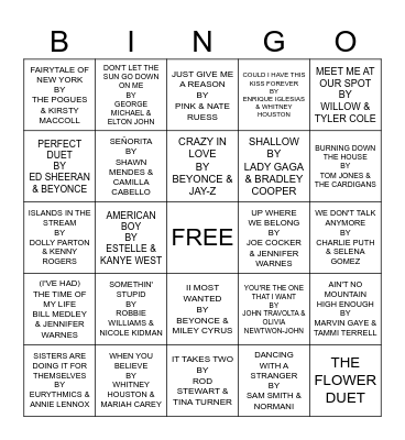 DO IT, DUET Bingo Card