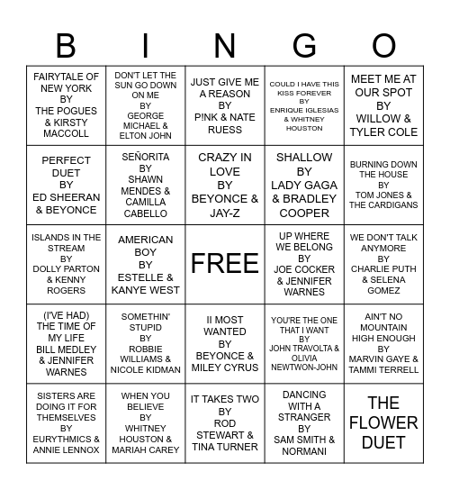 DO IT, DUET Bingo Card