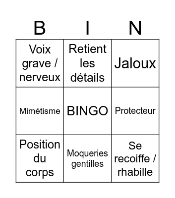 Il m'aime !!!!! Bingo Card