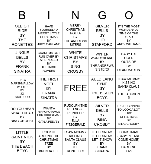 CLASSIC CHRISTMAS Bingo Card