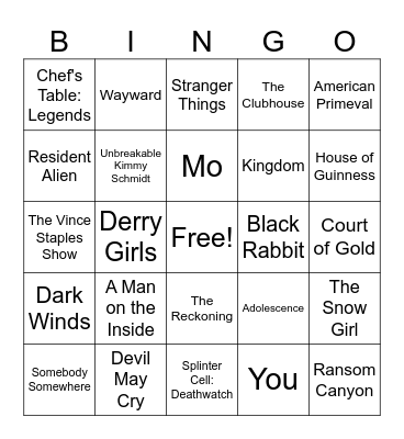 Netflix Series to Binge this December Bingo Card