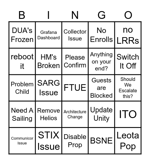 Buzzword Bingo Card