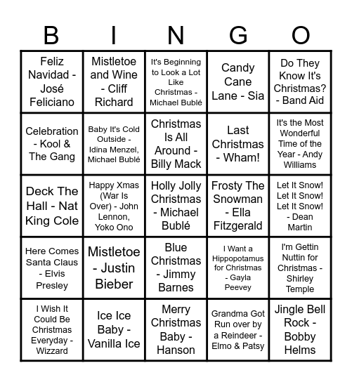 JINGLE THE BELLS Bingo Card