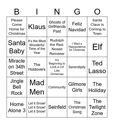 Classic Christmas Bingo Card
