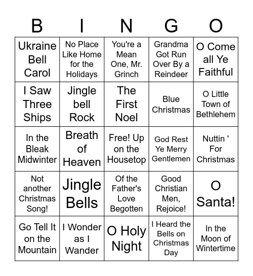 Christmas Bingo Card