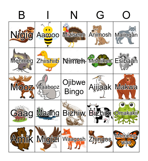 Ojibwe Bingo Card