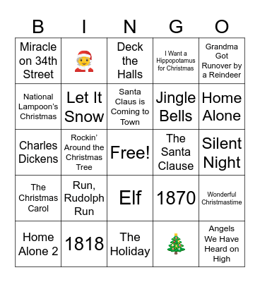 Asa Low Christmas Bingo Card