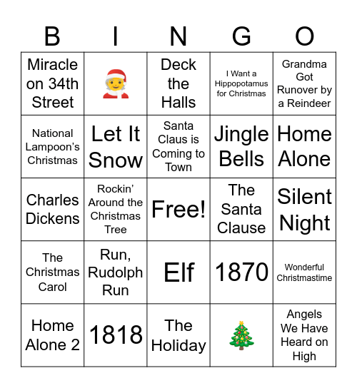 Asa Low Christmas Bingo Card