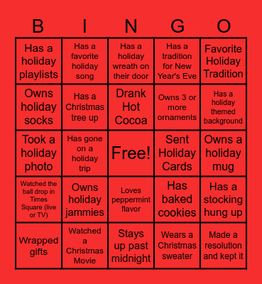 Holiday Bingo Card