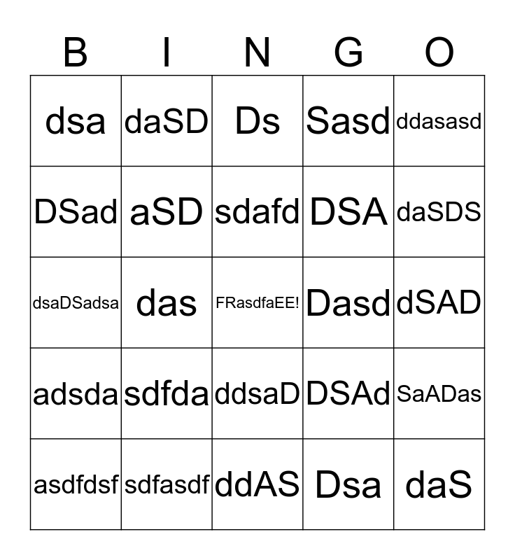 Untitled Bingodjksajkldsa Bingo Card