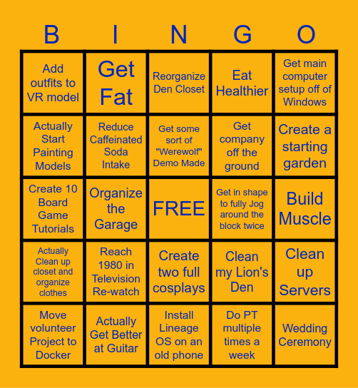 Zander's 2026 Bingo Resolution Bingo Card