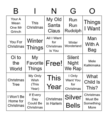 2000 Christmas Bingo Card