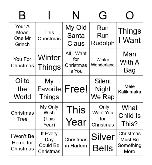 2000 Christmas Bingo Card