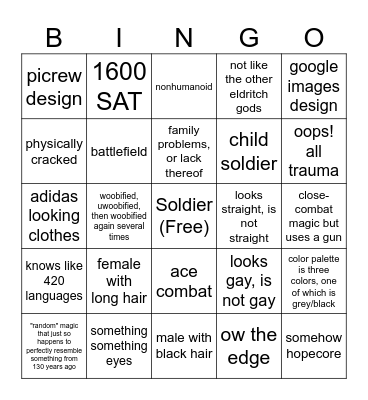 Panzer character bingo Card