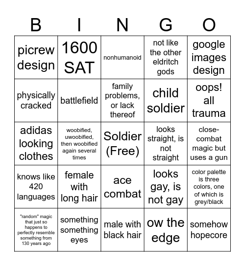 Panzer character bingo Card