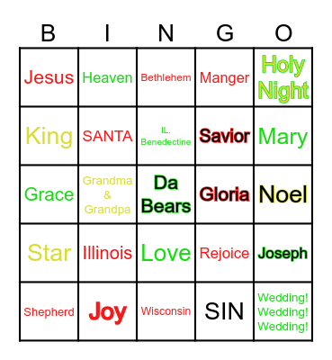 Angel Bingo Card