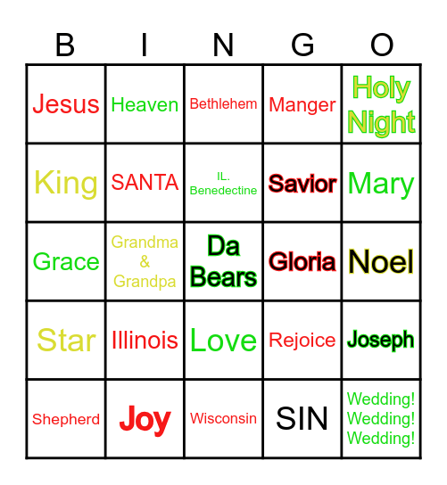 Angel Bingo Card
