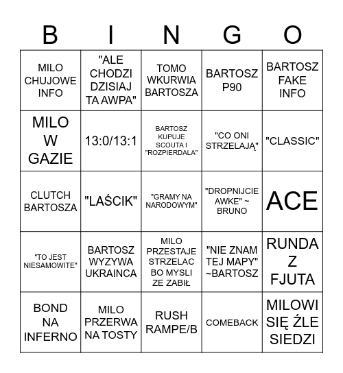 CS Z ZIUTAMI Bingo Card