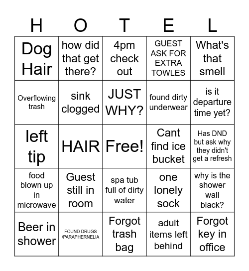 HOUSKEEPER BINGO Card
