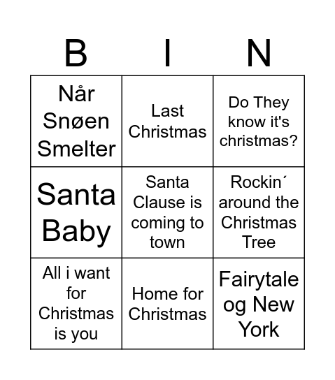 Julebingo Card