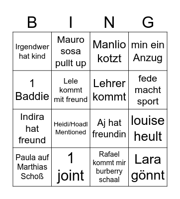 Abitreffen 25 Bingo Card