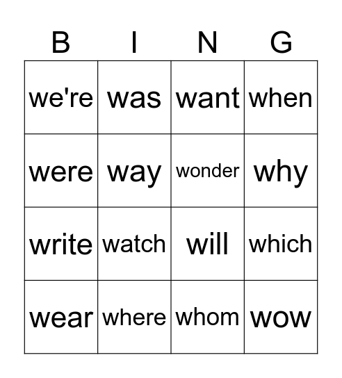 Untitled Bingo Card