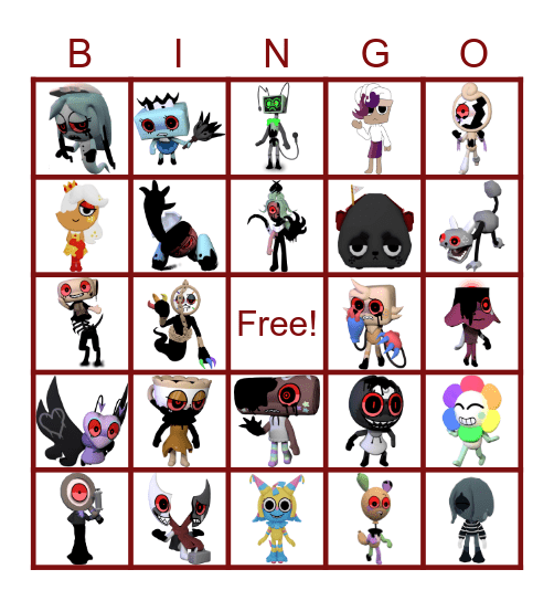 Dandy's World Twisted Bingo Card