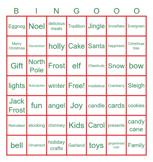 Avery Dennison Christmas Bingo Card