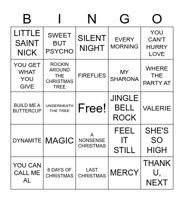 Christmas Edition- Round One Bingo Card