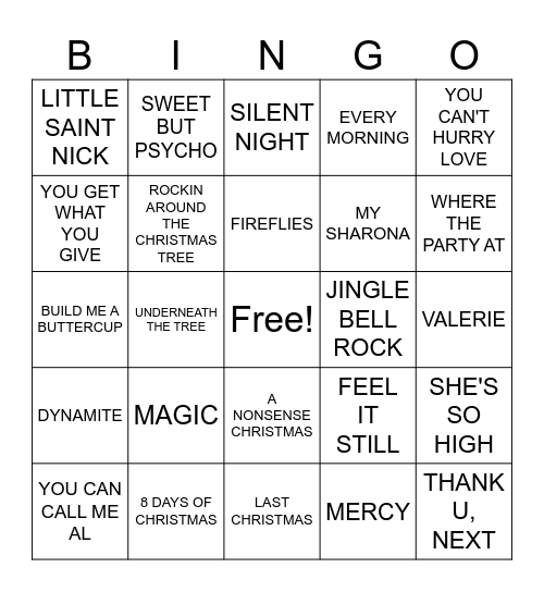 Christmas Edition- Round One Bingo Card