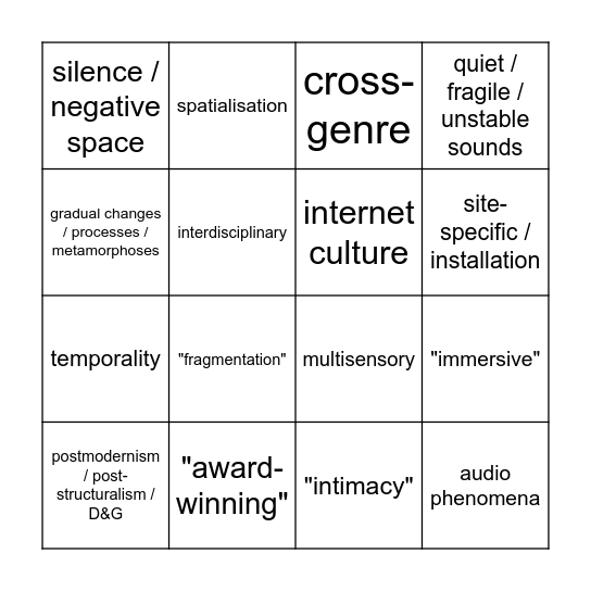 2025 Composer Biography Bingo Card