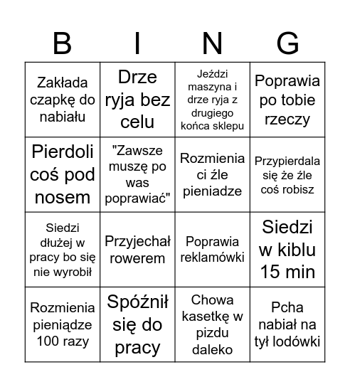 Odkleje rafalali Bingo Card