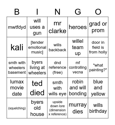 s5 Bingo Card